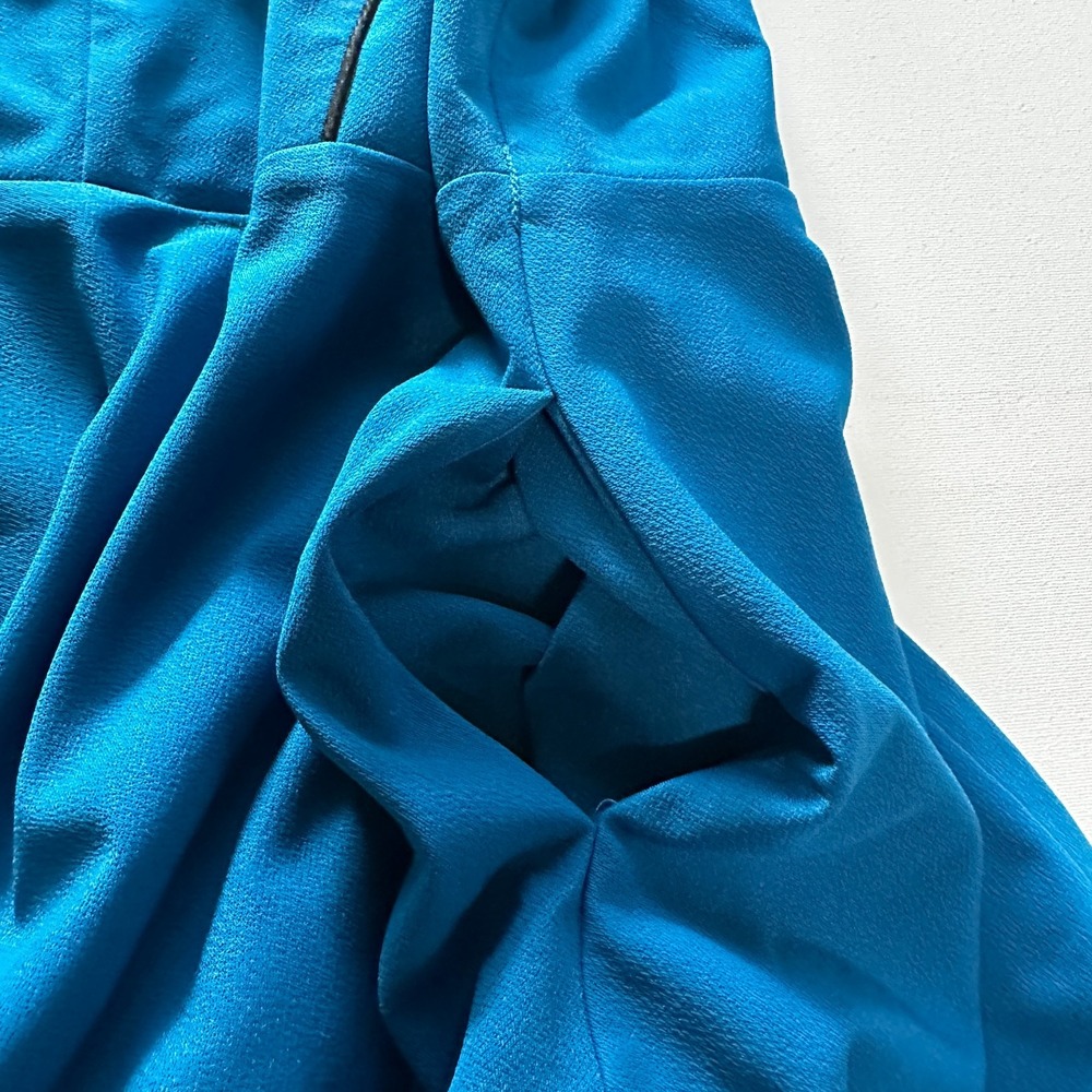 Fit & Flare Womens Dress Medium Blue Royal Black Lining See Thru Front Back Zip - Picture 10 of 11